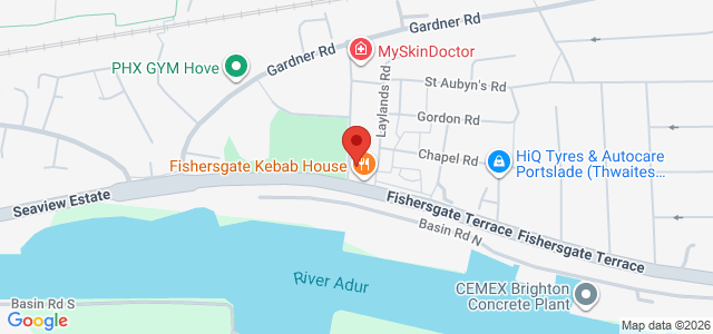 Map showing Fishergate Kebab House in Brighton